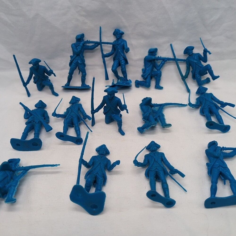 Lot Of (14) MPC Marx Revolutionary Blue Toy Soldier Miniatures 2"
